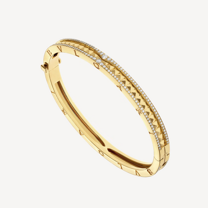 [Ornora Jewelry]ZERO 1 SPIRAL AND PAVED DIAMOND GOLD BRACELET