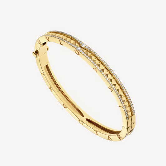 [Ornora Jewelry]ZERO 1 SPIRAL AND PAVED DIAMOND GOLD BRACELET