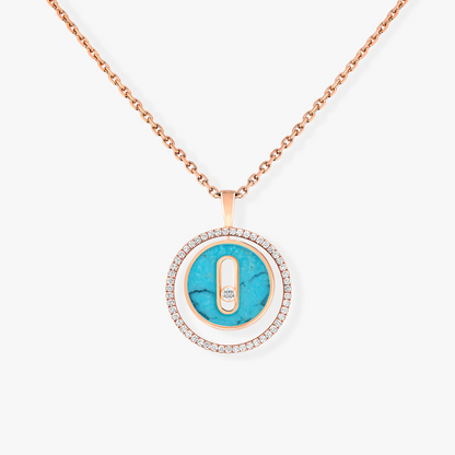 [Ornora Jewelry]LUCKY MOVE 1 DIAMOND TURQUOISE PINK GOLD DIAMOND NECKLACE