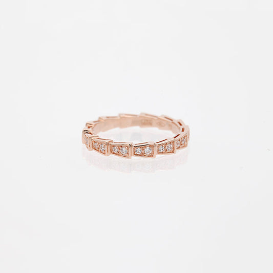 [Ornora Jewelry]SERPENTI RING PINK GOLD DIAMOND PAVED 3MM
