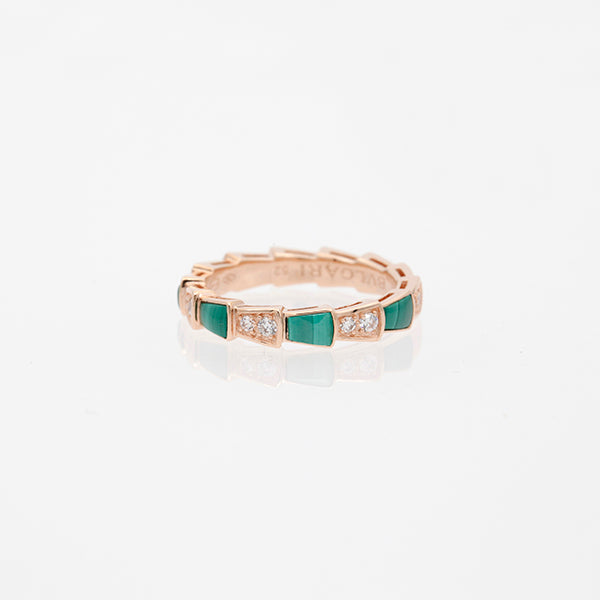 [Ornora Jewelry]SERPENTI RING PINK GOLD MALACHITE DIAMOND 3MM