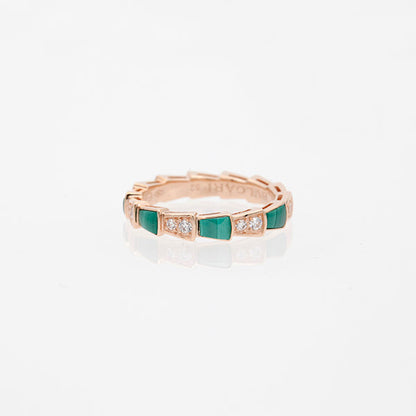 [Ornora Jewelry]SERPENTI RING PINK GOLD MALACHITE DIAMOND 3MM