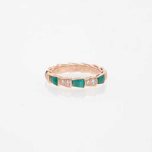 [Ornora Jewelry]SERPENTI RING PINK GOLD MALACHITE DIAMOND 3MM