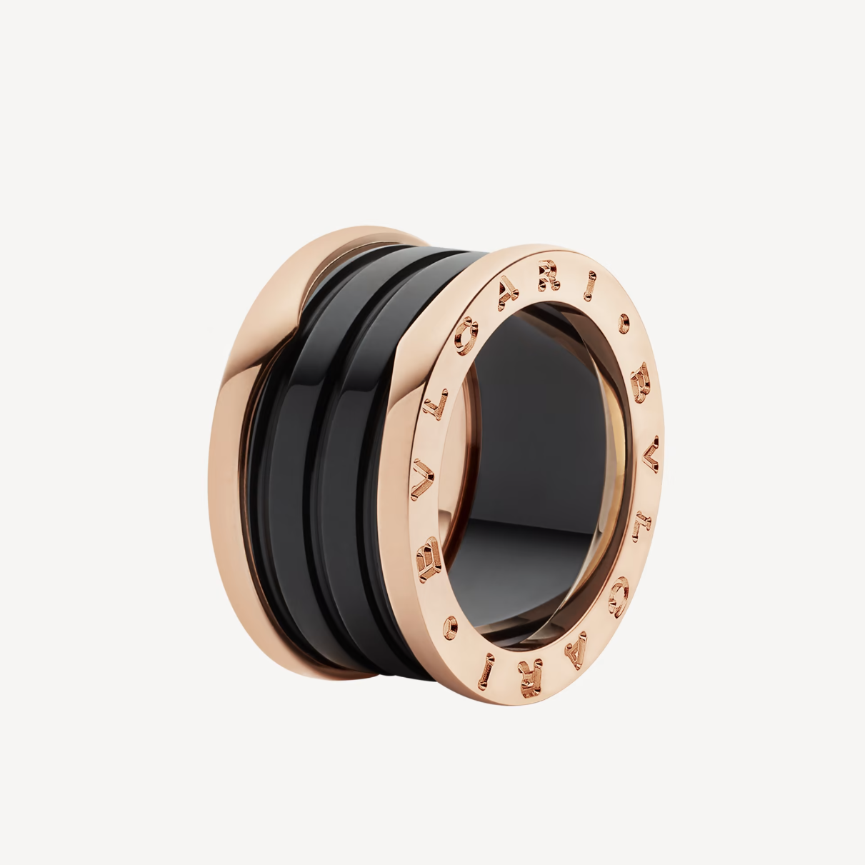 [Ornora Jewelry]ZERO 1 FOUR-BAND LOOPS AND BLACK CERAMIC SPIRAL PINK GOLD RING