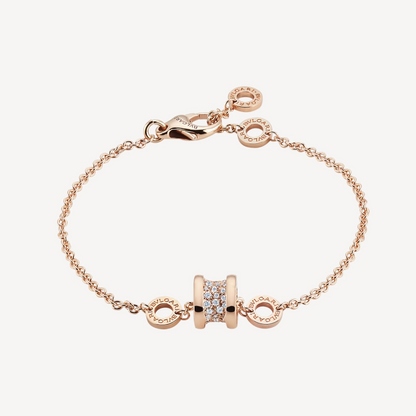 [Ornora Jewelry]ZERO 1 SOFT PINK GOLD WITH PAVED DIAMONDS ON THE SPIRAL BRACELET