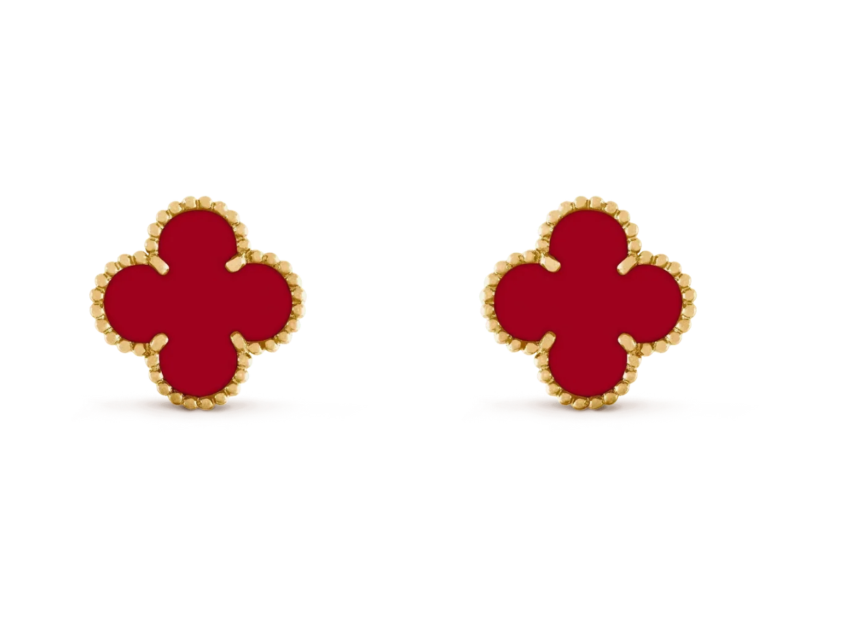 [Ornora Jewelry] CLOVER 20MM RED AGATE EARRINGS