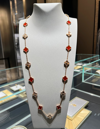 [Ornora Jewelry]CLOVER 20 MOTIFS LASER CARNELIAN NECKLACE