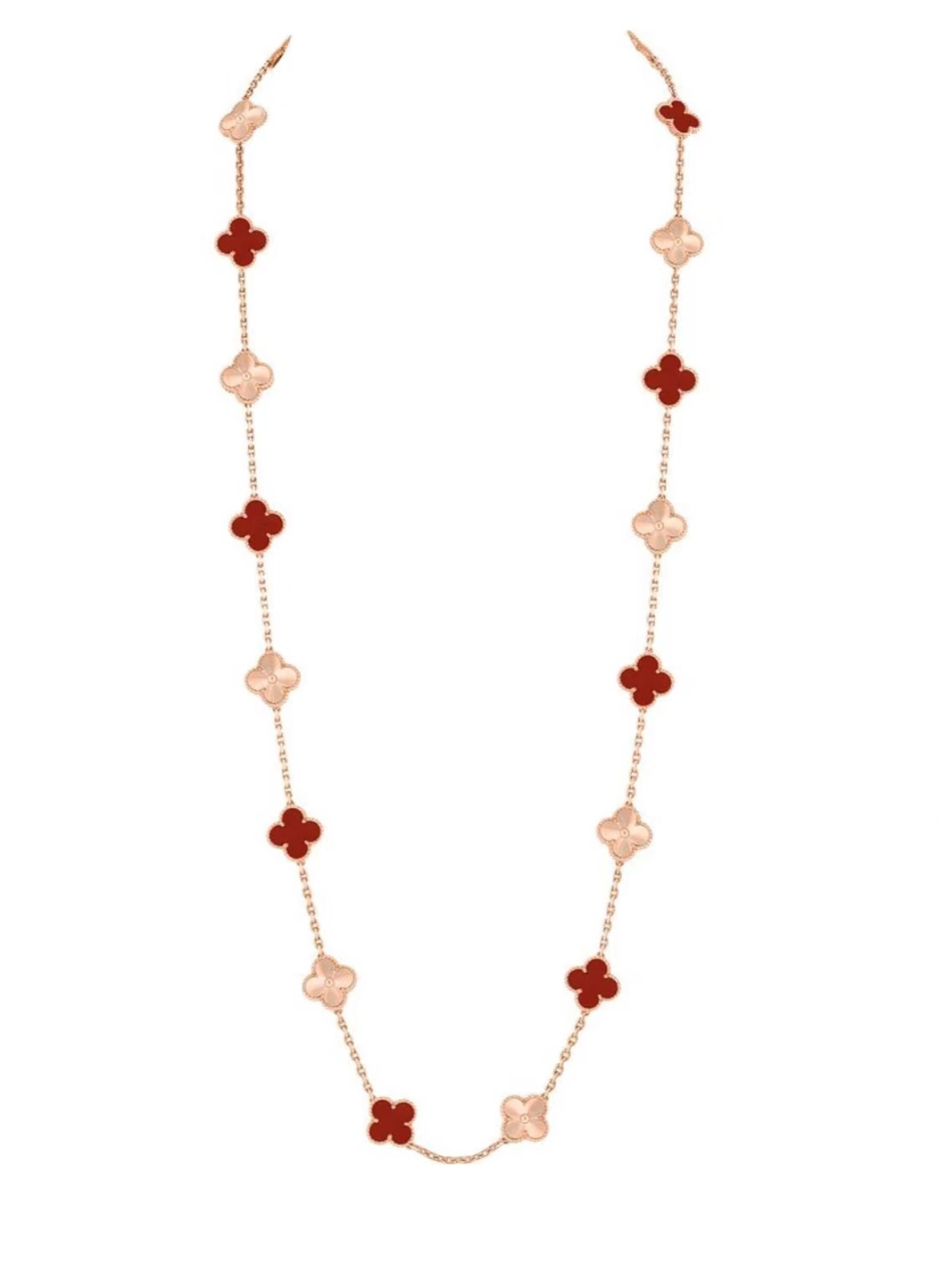 [Ornora Jewelry]CLOVER 20 MOTIFS LASER CARNELIAN NECKLACE