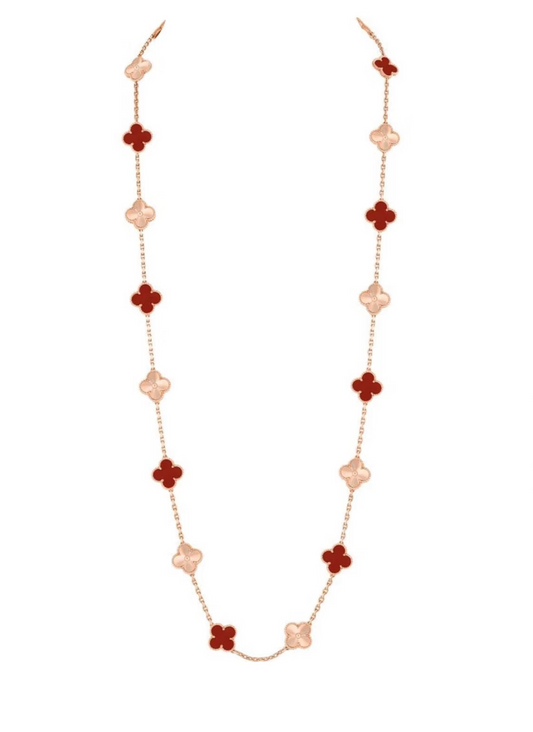 [Ornora Jewelry]CLOVER 20 MOTIFS LASER CARNELIAN NECKLACE