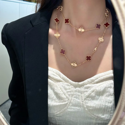 [Ornora Jewelry]CLOVER 20 MOTIFS LASER CARNELIAN NECKLACE