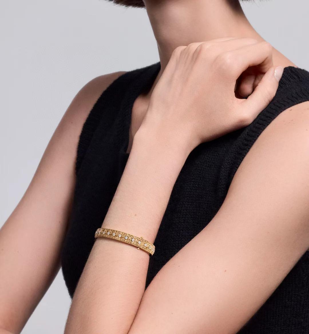 [Ornora Jewelry]2026 WOVEN-PATTERN BRACELET SET WITH FULL DIAMOND INLAY THREE-COLORS