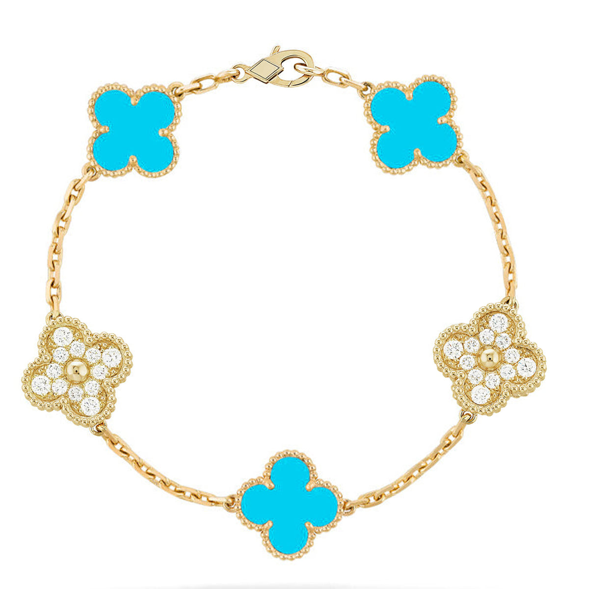 [Ornora Jewelry] CLOVER 5 MOTIF TURQUOISE BRACELET COLLECTION