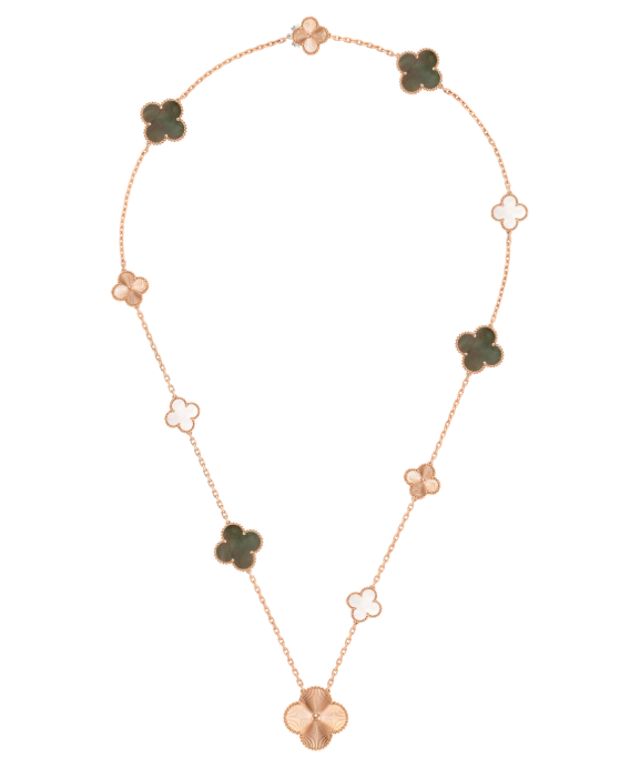 [Ornora Jewelry]DETACHABLE CLOVER 15(11+4) FLOWER SILVER NECKLACE SET