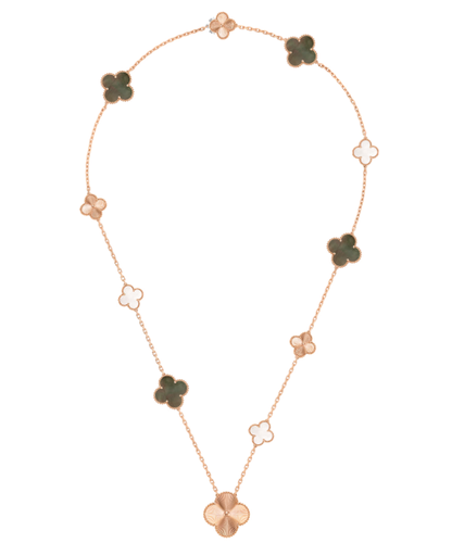[Ornora Jewelry]DETACHABLE CLOVER 15(11+4) FLOWER SILVER NECKLACE SET