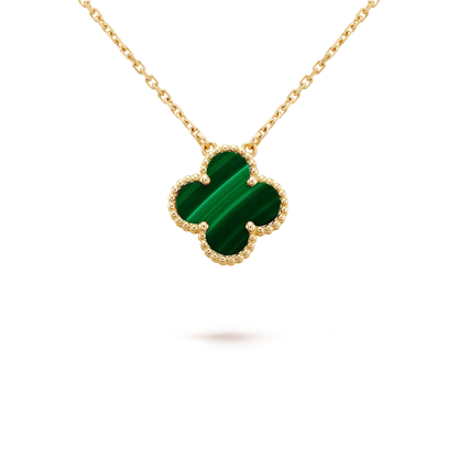 [Ornora Jewelry]CLOVER 15MM MALACHITE SINGLE FLOWER  NECKLACE
