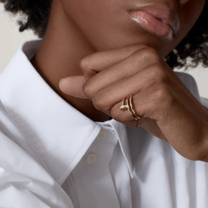 [Ornora Jewelry]JUSTE RING 4.8MM HALF DIAMOND