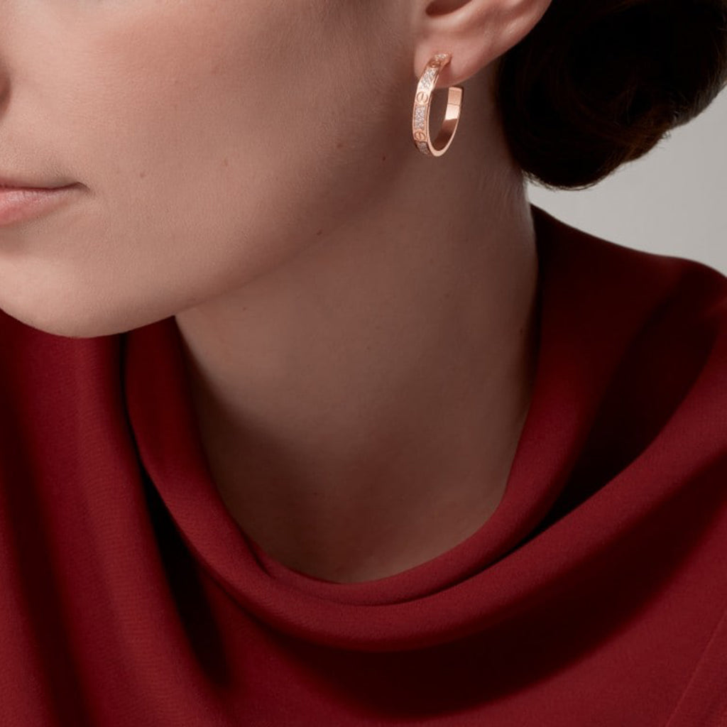 [Ornora Jewelry]LOVE EARRINGS 3.6MM DIAMOND PAVED