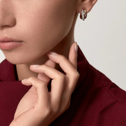 [Ornora Jewelry]TRINITY HALF DIAMOND  CLASSIC EARRINGS