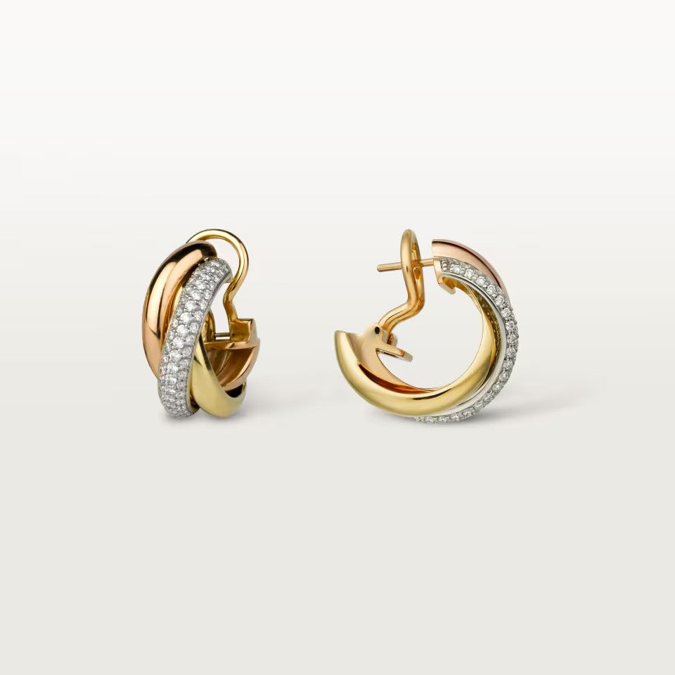 [Ornora Jewelry]TRINITY HALF DIAMOND  CLASSIC EARRINGS