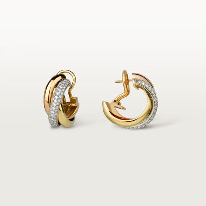 [Ornora Jewelry]TRINITY HALF DIAMOND  CLASSIC EARRINGS
