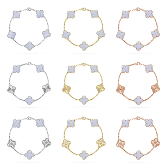 [Ornora Jewelry] CLOVER 5 MOTIF PURPLE CHALCEDONY BRACELET COLLECTION