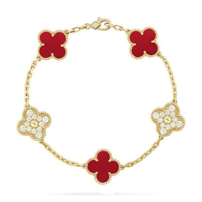 [Ornora Jewelry] CLOVER 5 MOTIF RED CORNELIAN BRACELET COLLECTION