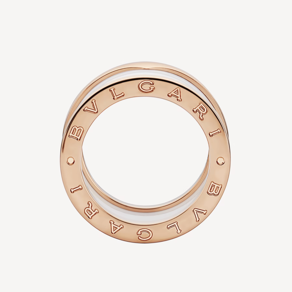 [Ornora Jewelry]ZERO 1 FOUR-BAND LOOPS AND WHITE CERAMIC SPIRAL PINK GOLD RING