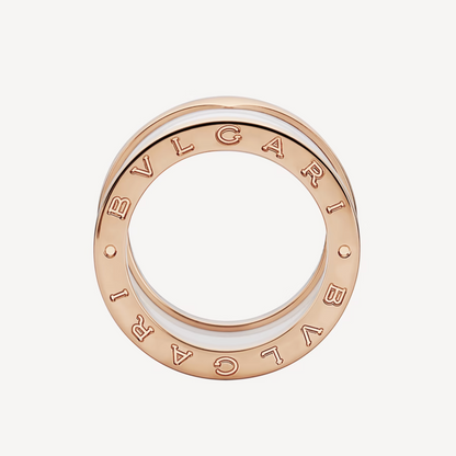 [Ornora Jewelry]ZERO 1 FOUR-BAND LOOPS AND WHITE CERAMIC SPIRAL PINK GOLD RING