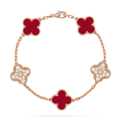 [Ornora Jewelry] CLOVER 5 MOTIF RED CORNELIAN BRACELET COLLECTION