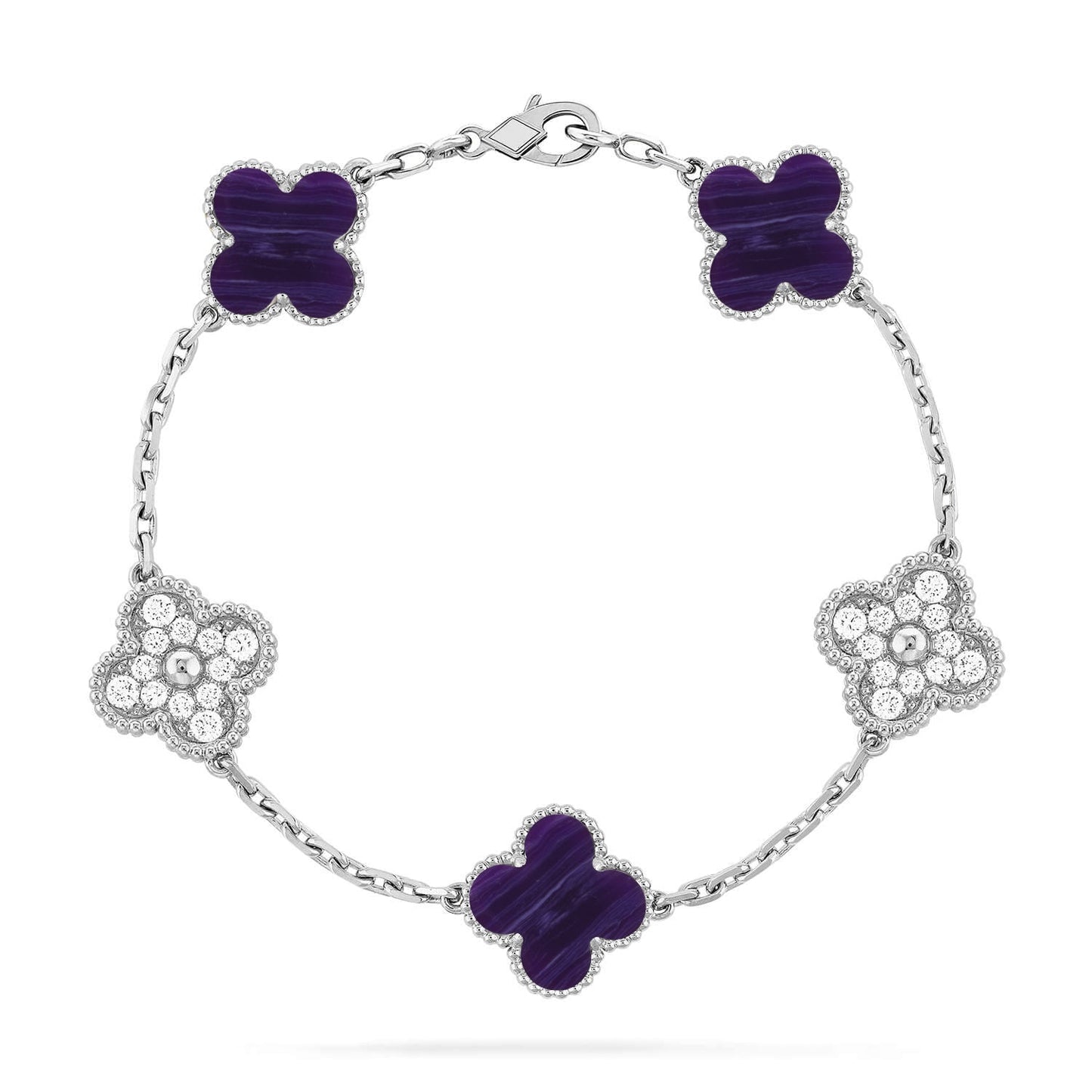 [Ornora Jewelry]CLOVER 5 MOTIF PURPLE STRIPES BRACELET COLLECTION