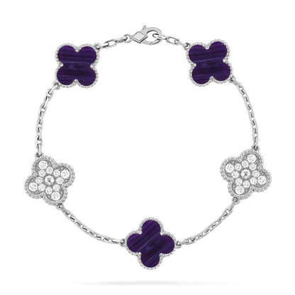 [Ornora Jewelry]CLOVER 5 MOTIF PURPLE STRIPES BRACELET COLLECTION