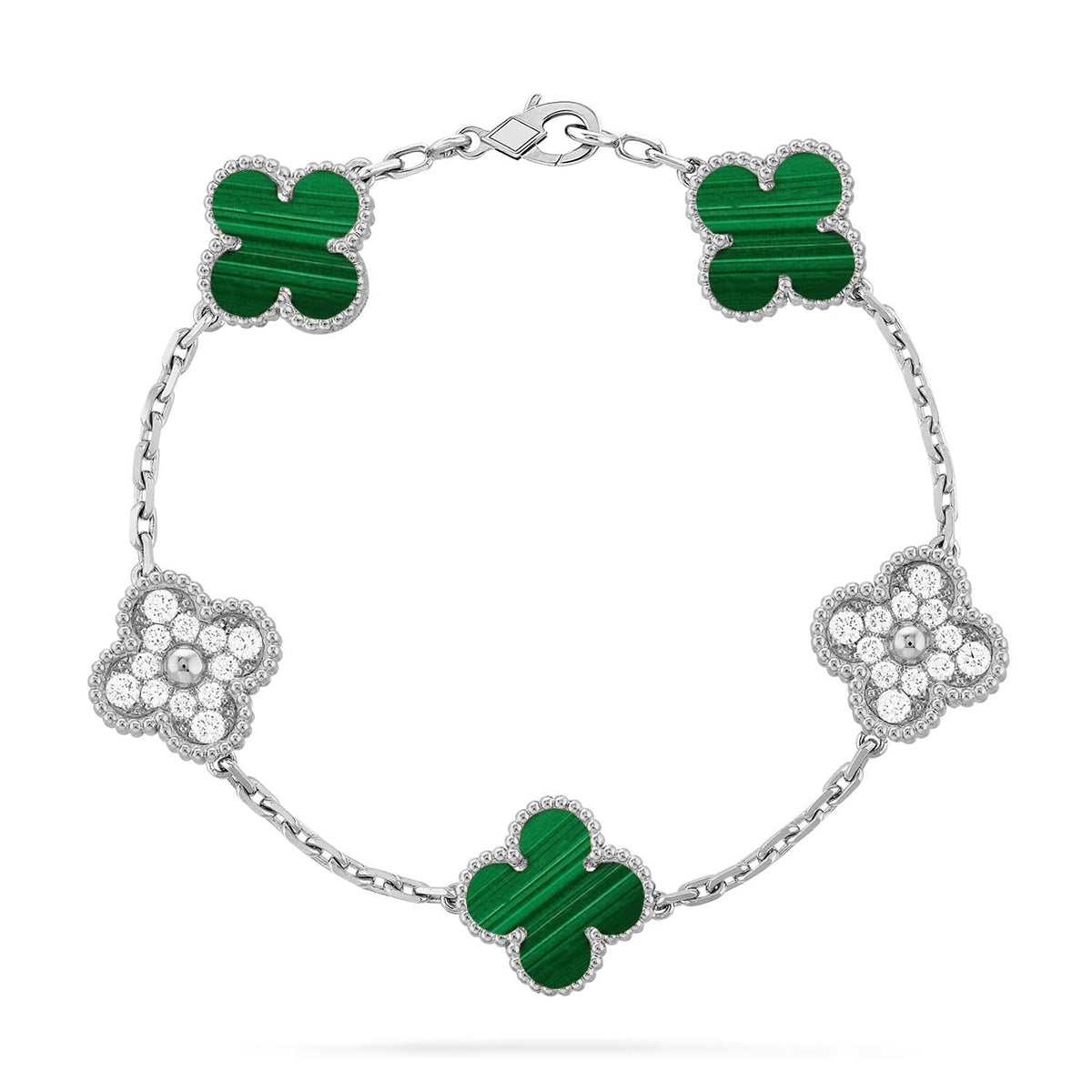 [Ornora Jewelry] CLOVER 5 MOTIF MALACHITE BRACELET COLLECTION