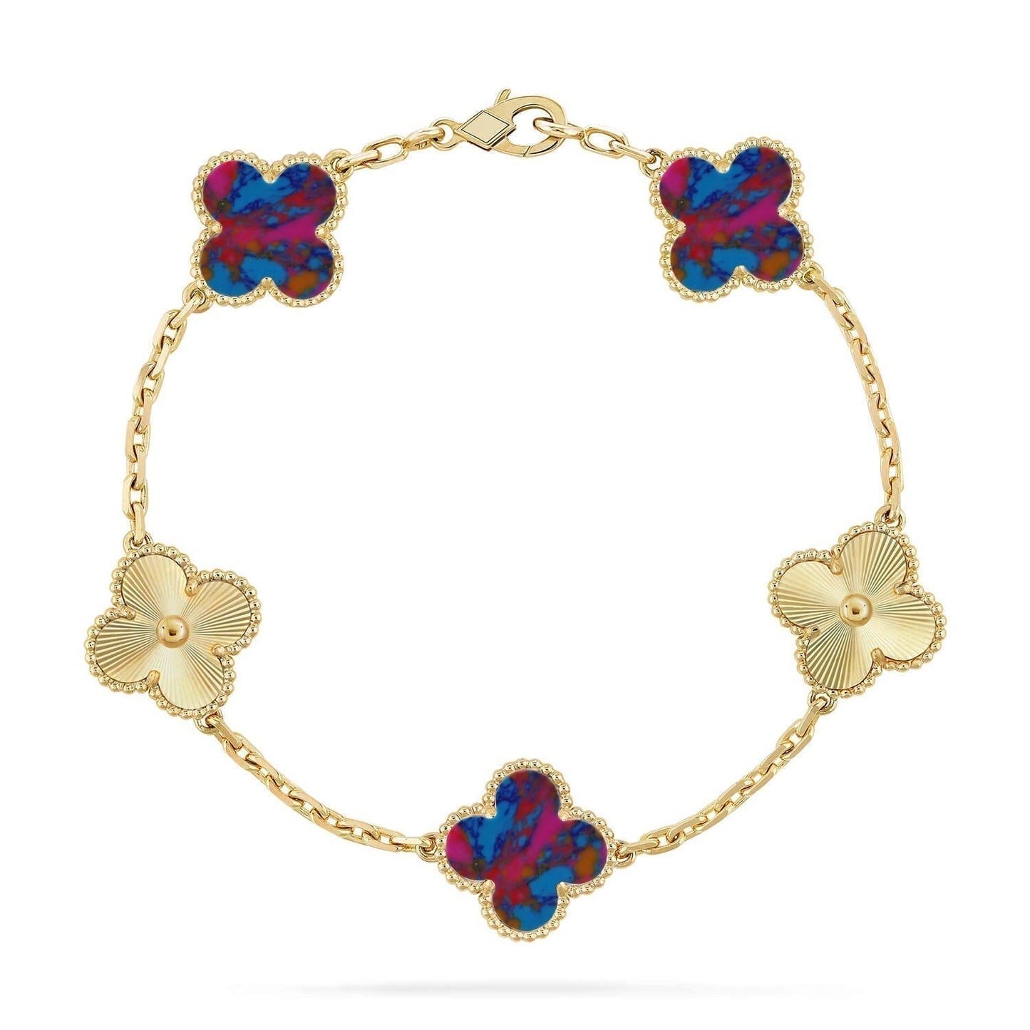 [Ornora Jewelry]CLOVER 5 MOTIF COLOR GEMSTONES BRACELET COLLECTION