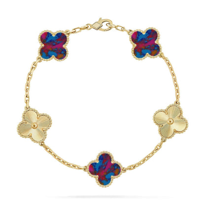 [Ornora Jewelry]CLOVER 5 MOTIF COLOR GEMSTONES BRACELET COLLECTION