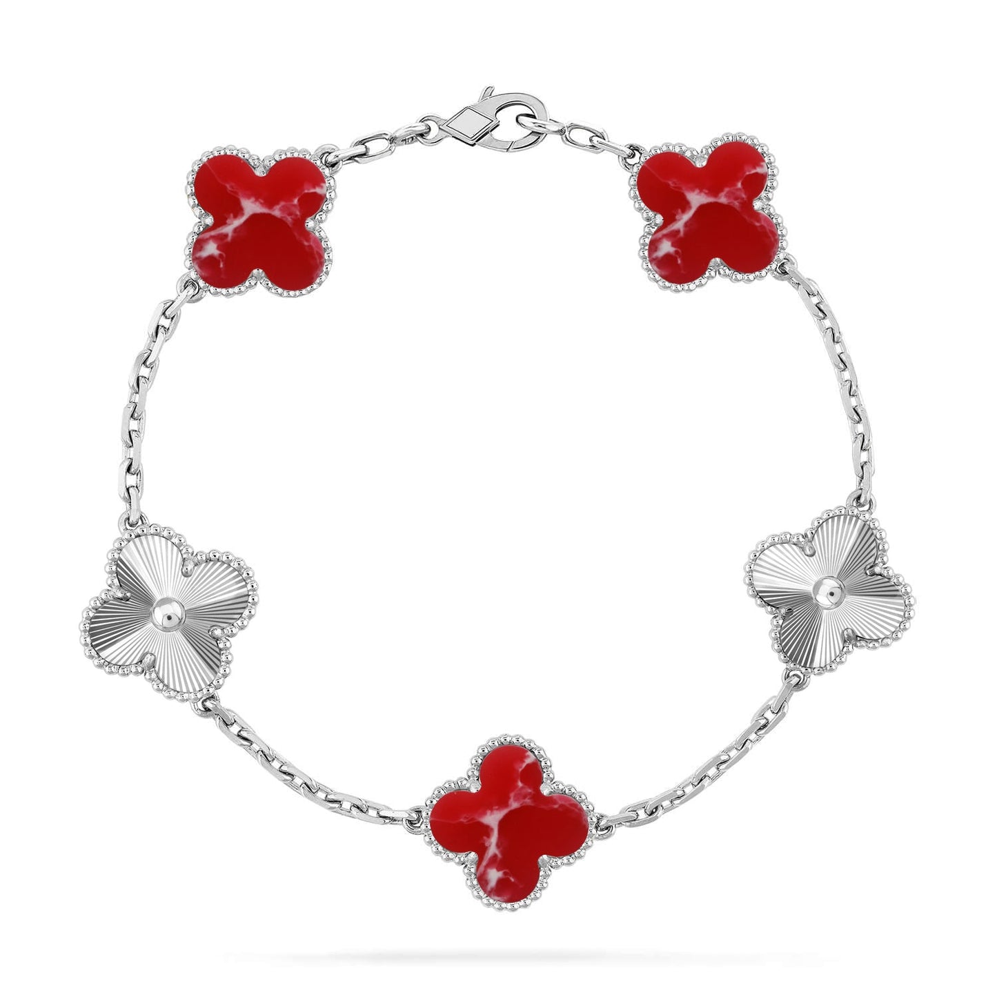 [Ornora Jewelry]CLOVER 5 MOTIF RED PATTERN BRACELET COLLECTION
