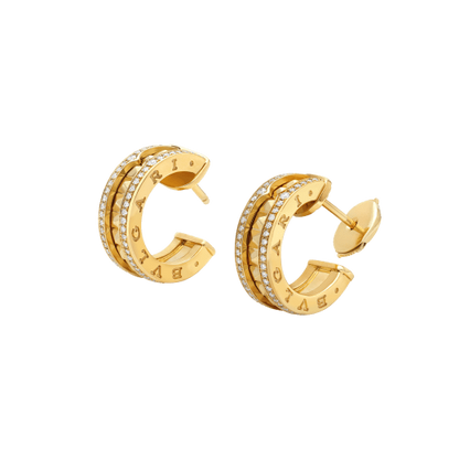 [Ornora Jewelry]ZERO 1 ROCK GOLD EARRINGS WITH STUDDED SPIRAL AND PAVED DIAMONDS