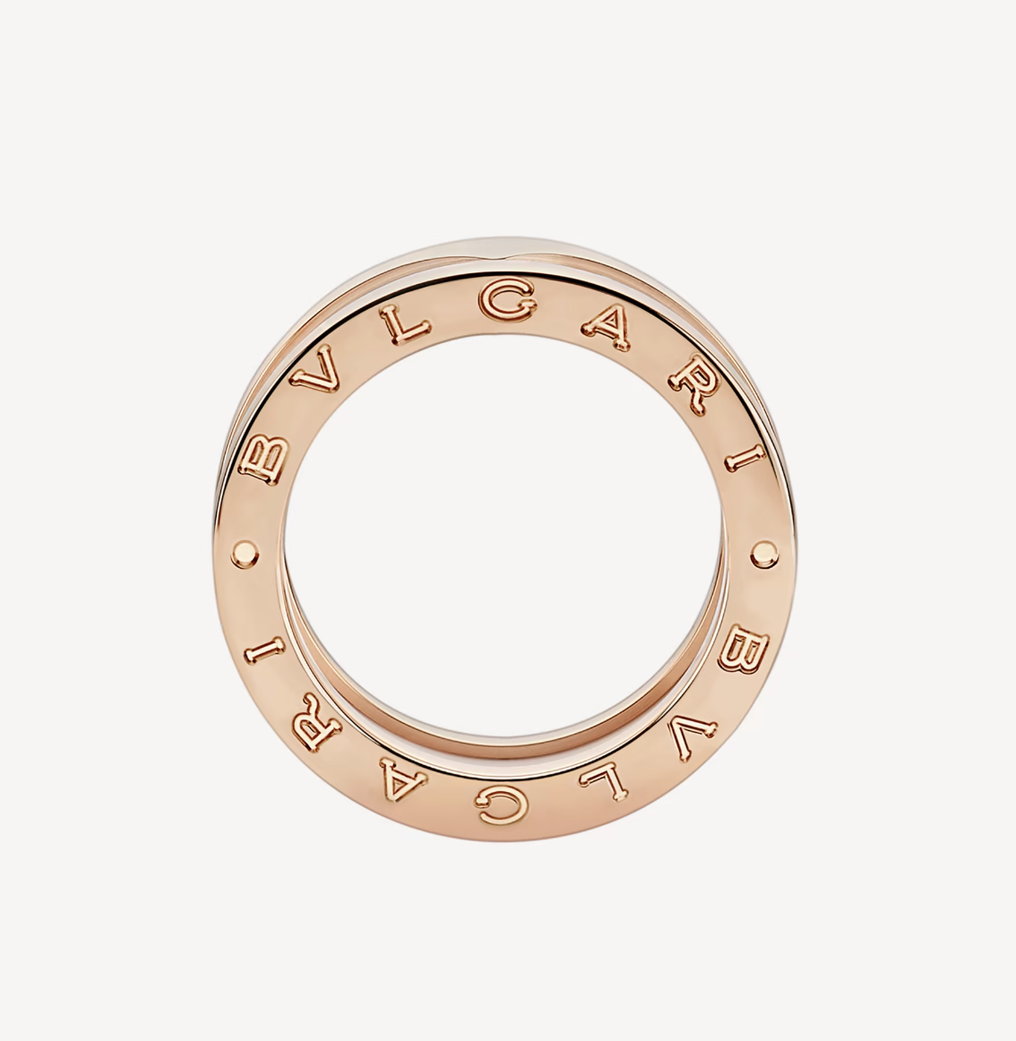 [Ornora Jewelry]ZERO 1 TWO-BAND LOOPS AND WHITE CERAMIC SPIRAL PINK GOLD RING