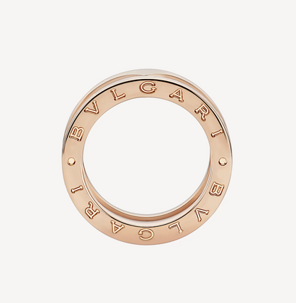 [Ornora Jewelry]ZERO 1 TWO-BAND LOOPS AND WHITE CERAMIC SPIRAL PINK GOLD RING