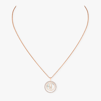 [Ornora Jewelry]LUCKY MOVE 1 DIAMOND WHITE MOTHER OF PEARL PINK GOLD DIAMOND NECKLACE