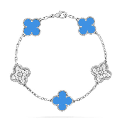 [Ornora Jewelry] CLOVER 5 MOTIF BLUE AGATE BRACELET COLLECTION