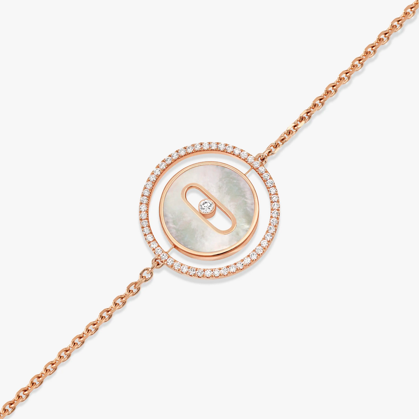 [Ornora Jewelry]LUCKY MOVE WHITE MOTHER OF PEARL PINK GOLD DIAMOND BRACELET