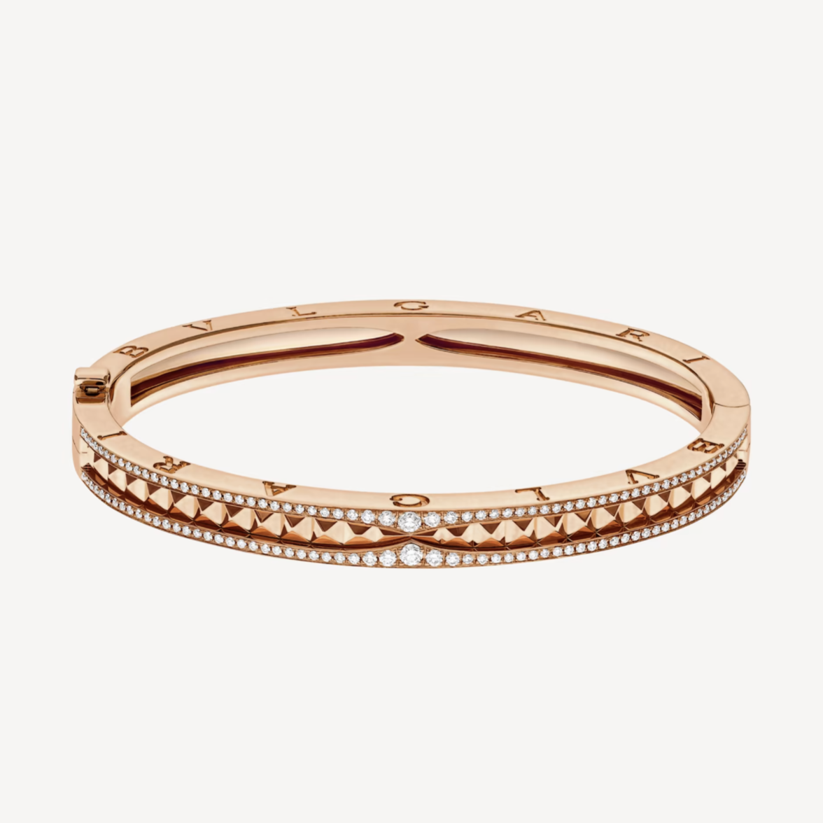 [Ornora Jewelry]ZERO 1 SPIRAL AND PAVED DIAMOND PINK GOLD BRACELET