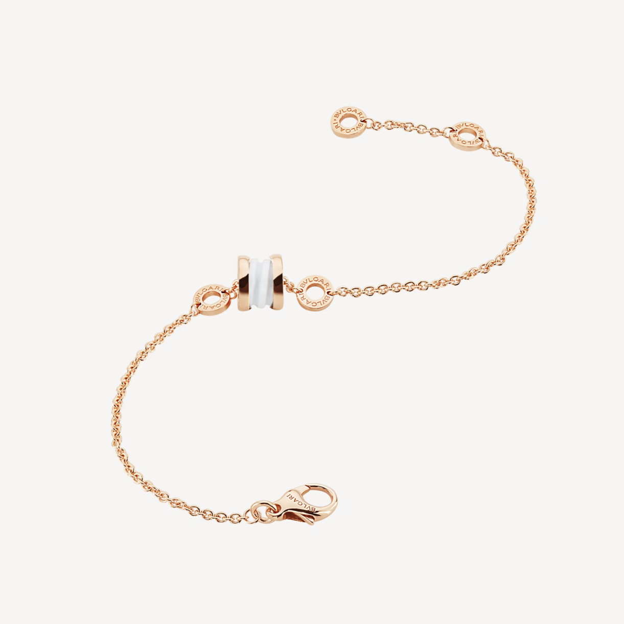 [Ornora Jewelry]ZERO 1 SOFT PINK GOLD AND WHITE CERAMIC BRACELET