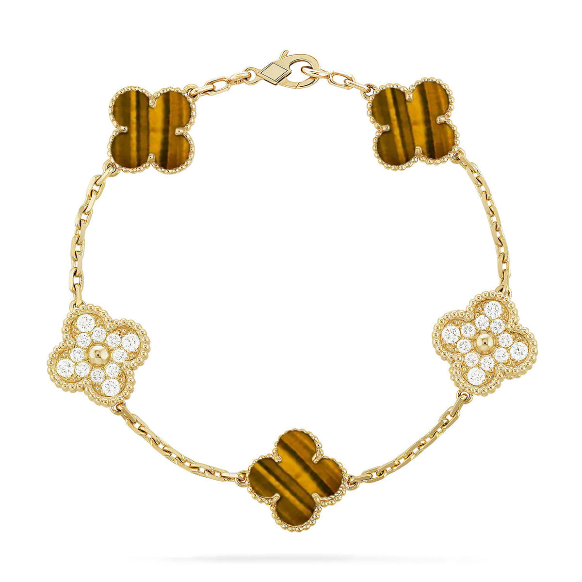 [Ornora Jewelry] CLOVER 5 MOTIFS TIGER EYE BRACELET COLLECTION