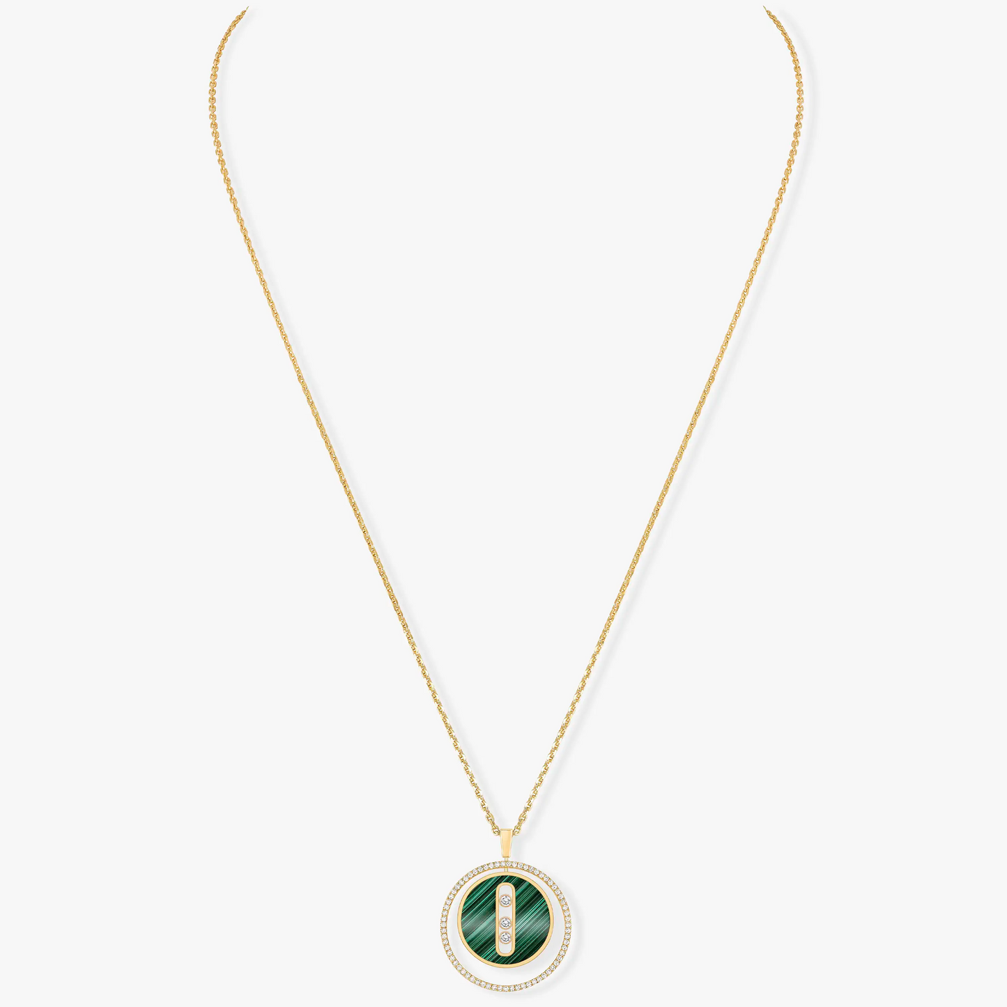 [Ornora Jewelry]LUCKY MOVE 3 DIAMOND MALACHITE GOLD DIAMOND NECKLACE