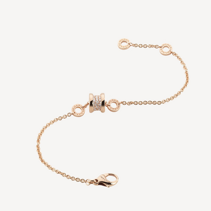 [Ornora Jewelry]ZERO 1 SOFT PINK GOLD WITH PAVED DIAMONDS ON THE SPIRAL BRACELET
