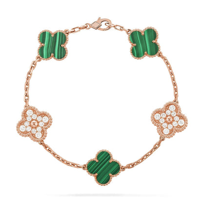 [Ornora Jewelry] CLOVER 5 MOTIF MALACHITE BRACELET COLLECTION