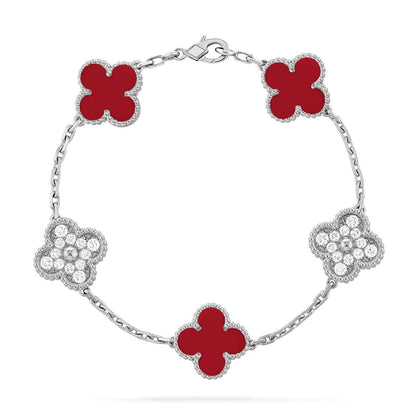 [Ornora Jewelry] CLOVER 5 MOTIF RED CORNELIAN BRACELET COLLECTION