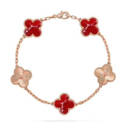 [Ornora Jewelry]CLOVER 5 MOTIF RED PATTERN BRACELET COLLECTION