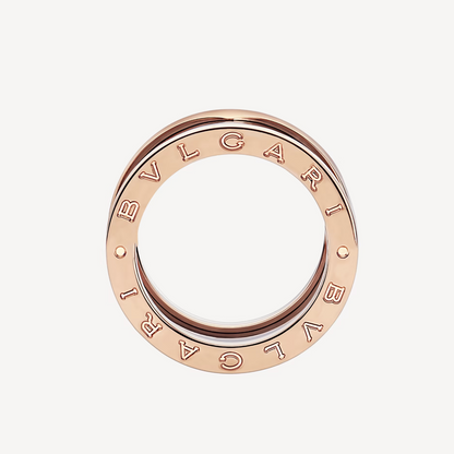 [Ornora Jewelry]ZERO 1 FOUR-BAND LOOPS AND BLACK CERAMIC SPIRAL PINK GOLD RING